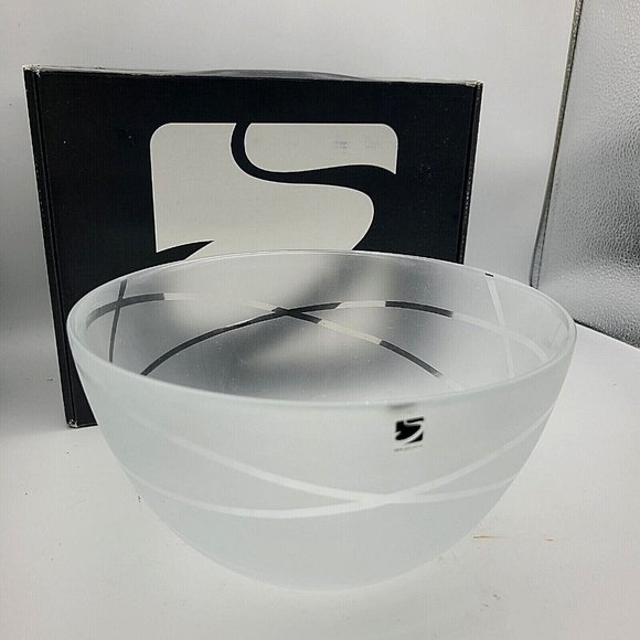 SEA Glasbruk Frosted Round Skai Bowl Sweden Renate Stock Paulsson 8 3/8" new - Picture 1 of 7